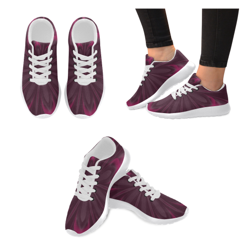 Fuchsia Pink Satin Shadows Fractal 2 Women’s Running Shoes (Model 020)