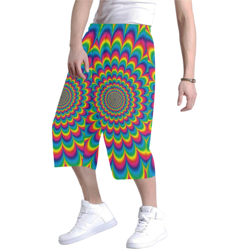 Crazy Psychedelic Flower Power Hippie Mandala Men's All Over Print Baggy Shorts (Model L37)