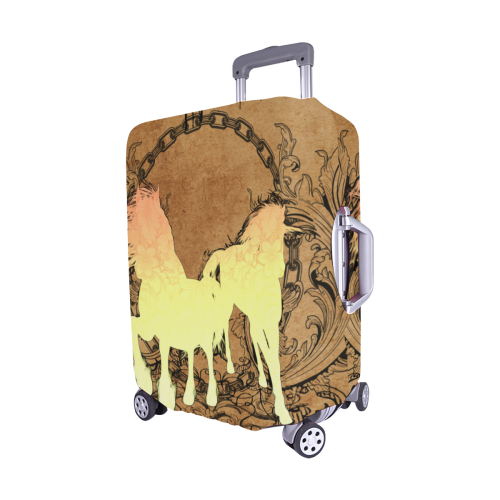 Beautiful horse silhouette in yellow colors Luggage Cover/Medium 22"-25"
