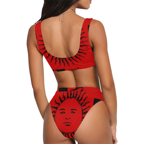GOD Sport Bikini Red Sport Top & High-Waisted Bikini Swimsuit (Model S07)