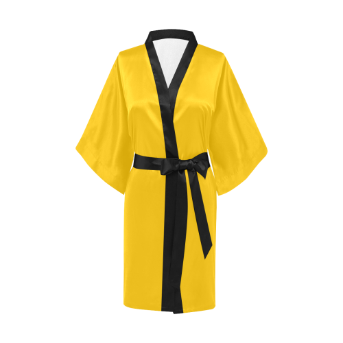 sunshine yellow with black belt Kimono Robe