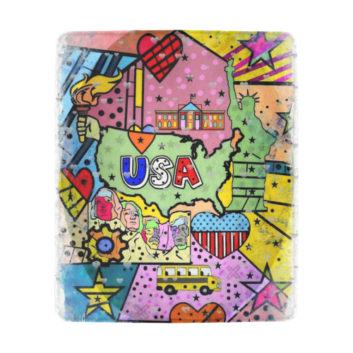 USA Popart by Nico Bielow Ultra-Soft Micro Fleece Blanket 50"x60"