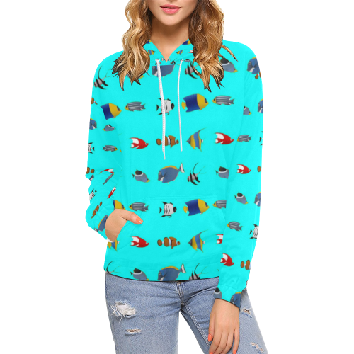 Rainbow fishes All Over Print Hoodie for Women (USA Size) (Model H13)