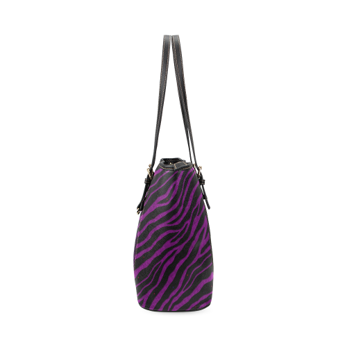 Ripped SpaceTime Stripes - Purple Leather Tote Bag/Large (Model 1640)