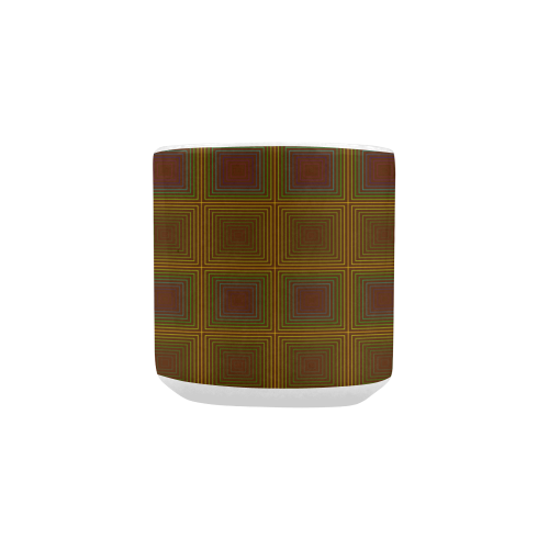 Golden brown multicolored multiple squares Heart-shaped Mug(10.3OZ)