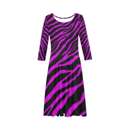 Ripped SpaceTime Stripes - Pink Elbow Sleeve Ice Skater Dress (D20)
