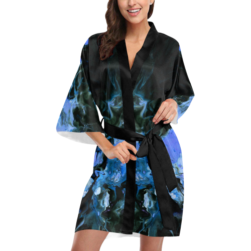 Fantasy Swirl Blue Paint. Kimono Robe