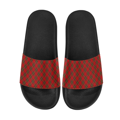 Red Tartan Plaid Pattern Women's Slide Sandals (Model 057)