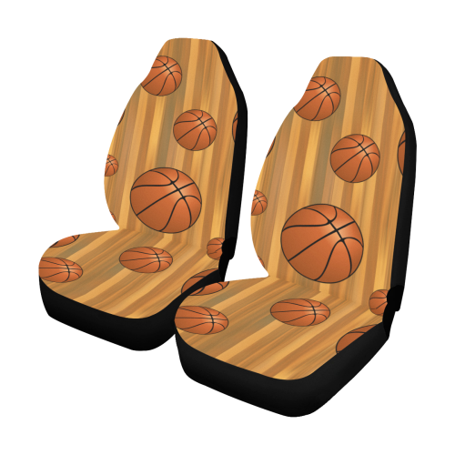 Basketballs with Wood Background Car Seat Covers (Set of 2)