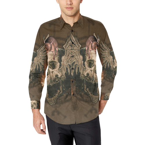 Awesome skull with rat Men's All Over Print Casual Dress Shirt (Model T61)