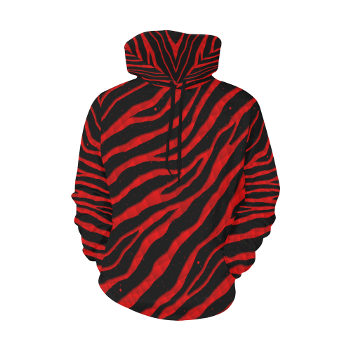 Ripped SpaceTime Stripes - Red All Over Print Hoodie for Men/Large Size (USA Size) (Model H13)