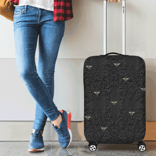 Black Bees and Lace Luggage Cover/Small 18"-21"