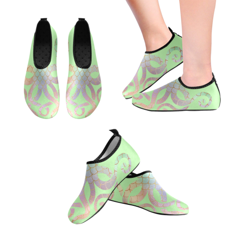 PiccoGrande`s frosty lime octopus design Women's Slip-On Water Shoes (Model 056)
