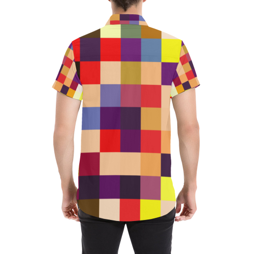 Alli Multi-Color Plaid Men's All Over Print Short Sleeve Shirt (Model T53)