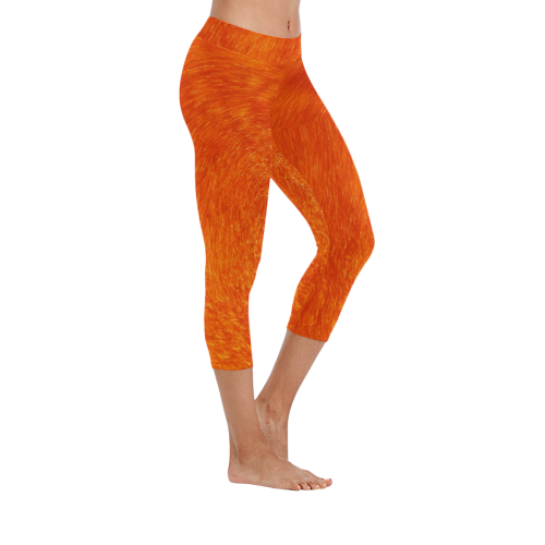 Orange Gold Women's Low Rise Capri Leggings (Invisible Stitch) (Model L08)