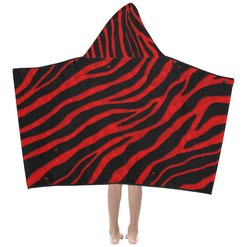 Ripped SpaceTime Stripes - Red Kids' Hooded Bath Towels