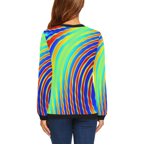 Rainbow Waves All Over Print Crewneck Sweatshirt for Women (Model H18)