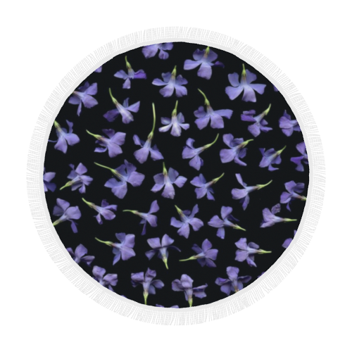 violet flowers Circular Beach Shawl 59"x 59"