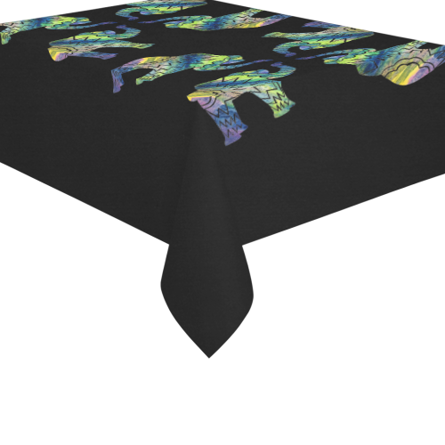 Patchwork Elephant 60x84 Tablecloth Cotton Linen Tablecloth 60"x 84"