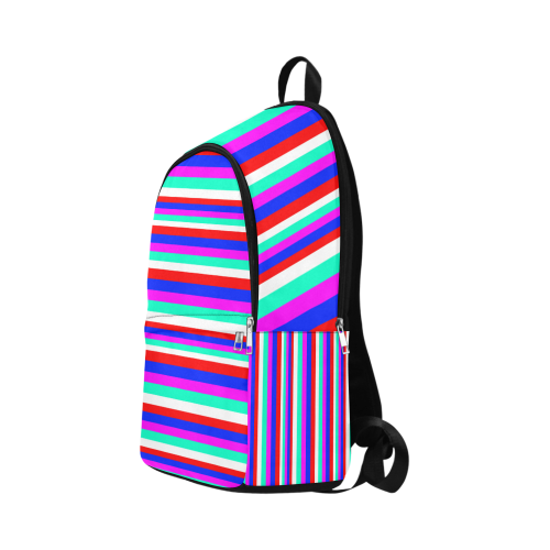 Colored Stripes - Fire Red Royal Blue Pink Mint Wh Fabric Backpack for Adult (Model 1659)