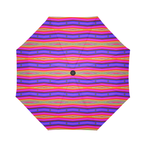 Bright Pink Purple Stripe Abstract Auto-Foldable Umbrella (Model U04)
