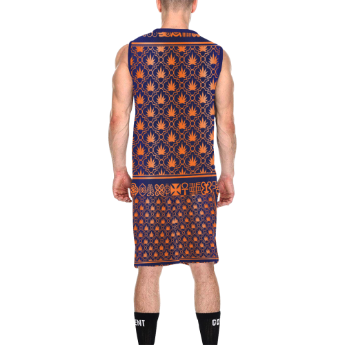 ADRINKRA ORANGE LEAF All Over Print Basketball Uniform