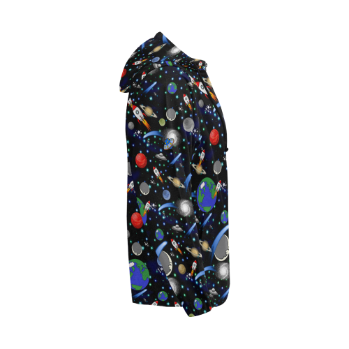 Galaxy Universe - Planets, Stars, Comets, Rockets All Over Print Full Zip Hoodie for Men (Model H14)