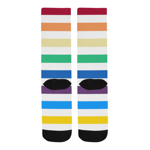 Rainbow Stripes with White Men's Custom Socks