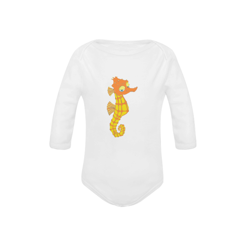 Sassy Seahorse White Baby Powder Organic Long Sleeve One Piece (Model T27)