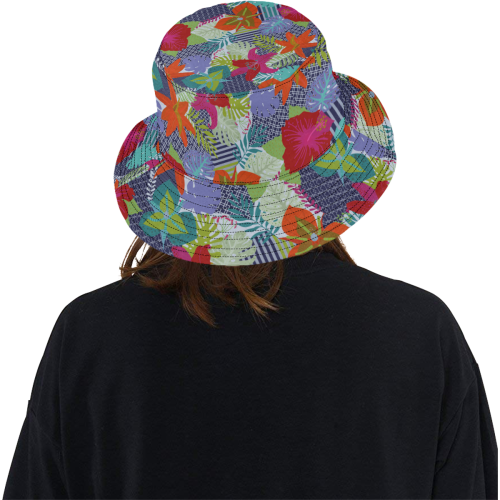 Geometric Shapes Tropical Flowers Pattern 2 All Over Print Bucket Hat