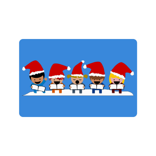 Christmas Carol Singers on Blue Doormat 24"x16"