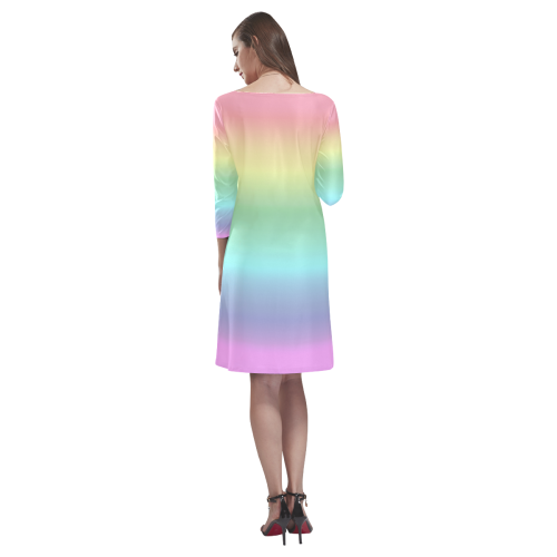 Pastel Rainbow Rhea Loose Round Neck Dress(Model D22)