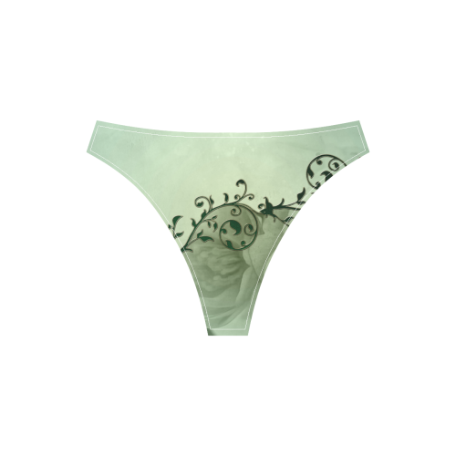 Wonderful flowers, soft green colors Sport Top & High-Waisted Bikini Swimsuit (Model S07)