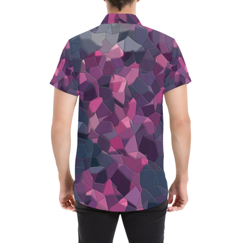 purple pink magenta mosaic #purple Men's All Over Print Short Sleeve Shirt/Large Size (Model T53)