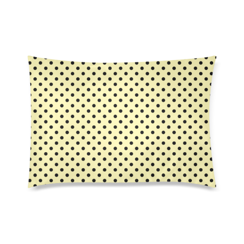Polka Dots Black on Yellow Custom Zippered Pillow Case 20"x30"(Twin Sides)