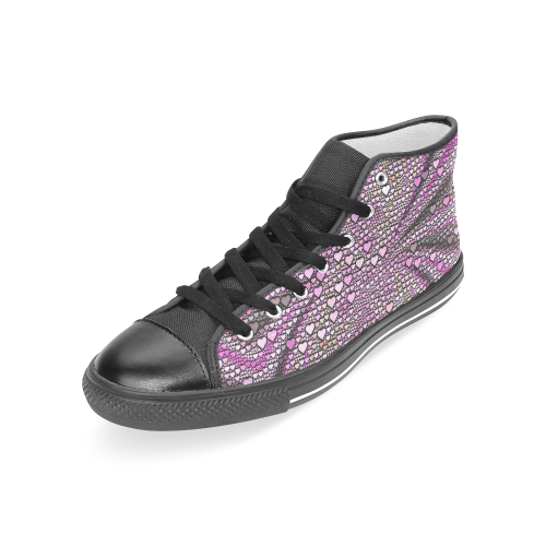 hearts everywhere C by JamColors Women's Classic High Top Canvas Shoes (Model 017)
