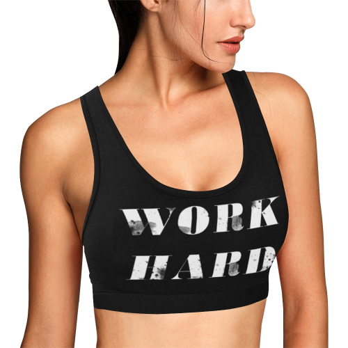 Work hard Women's All Over Print Sports Bra (Model T52)