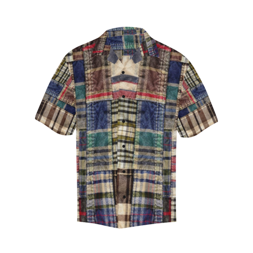 patchwork plaid wrinkled grunge look Hawaiian Shirt (Model T58)