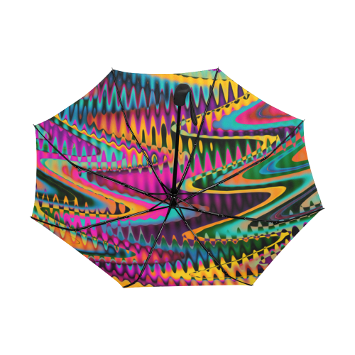 WAVES DISTORTION chevrons multicolored Anti-UV Auto-Foldable Umbrella (Underside Printing) (U06)