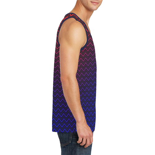 Chevron Black Red and Blue Men's All Over Print Tank Top (Model T57)