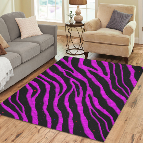 Ripped SpaceTime Stripes - Pink Area Rug7'x5'