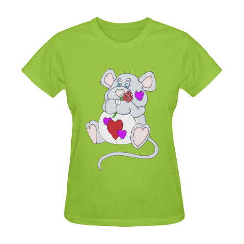 Valentine Mouse Olive Sunny Women's T-shirt (Model T05)