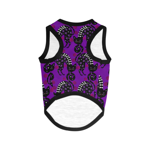 Pussy Halloween in purple dog coat All Over Print Pet Tank Top
