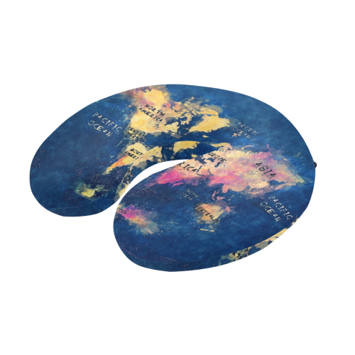 world map oceans and continents U-Shape Travel Pillow