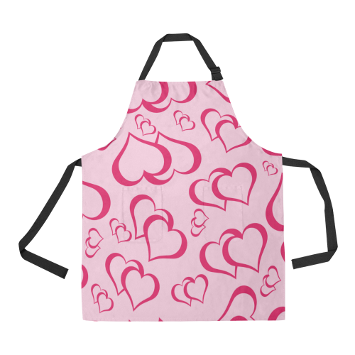 Pinky Blush Hearts Pattern All Over Print Apron