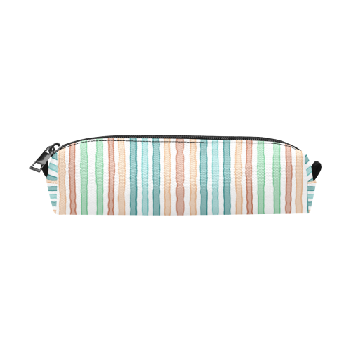 Fun pastel lines in green blue orange and red on white Pencil Pouch/Small (Model 1681)