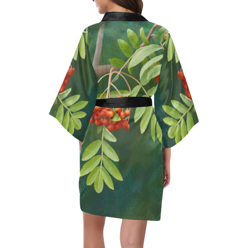 Plant Watercolor Rowan tree - Sorbus aucuparia Kimono Robe