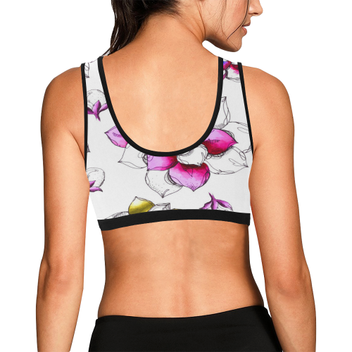 floral pink Women's All Over Print Sports Bra (Model T52)