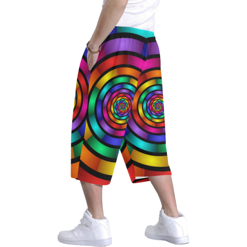Round Psychedelic Colorful Modern Fractal Art Graphic Men's All Over Print Baggy Shorts (Model L37)