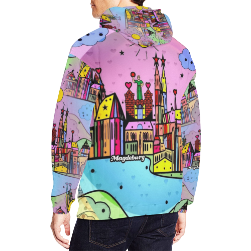 Magdeburg Popart by Nico Bielow All Over Print Hoodie for Men/Large Size (USA Size) (Model H13)